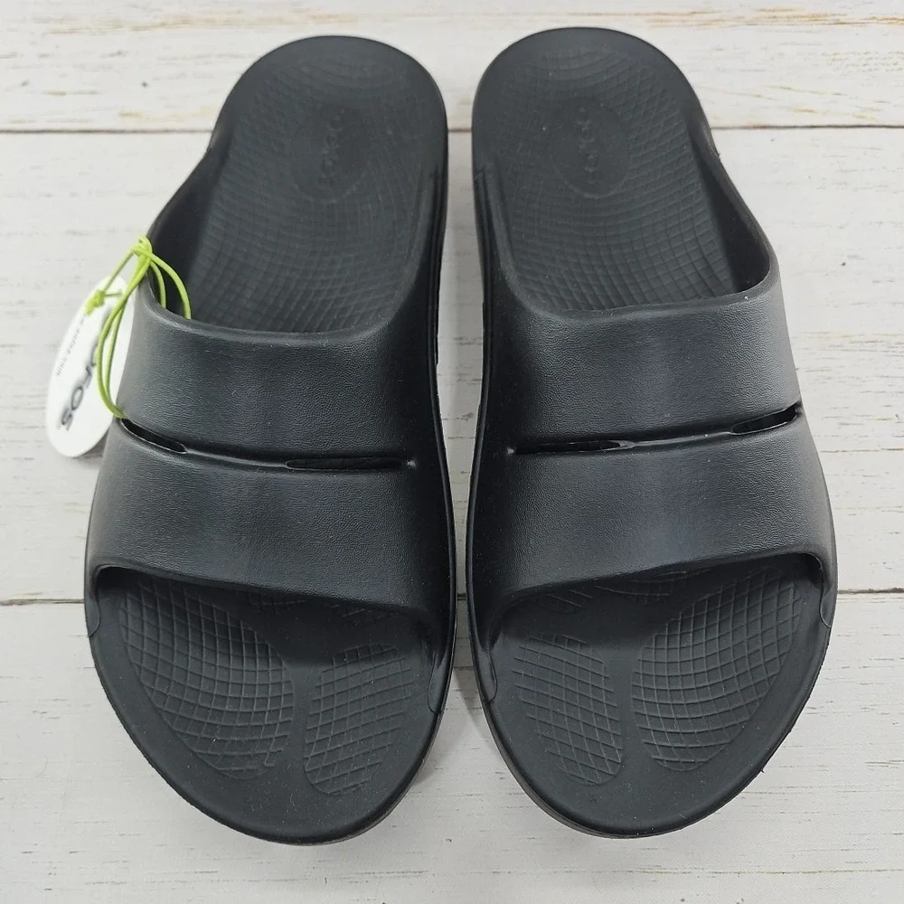 OOFOS‎ OOahh Recovery Black Slip On Slide Sandals Mens 10 Comfort Sport Athletic